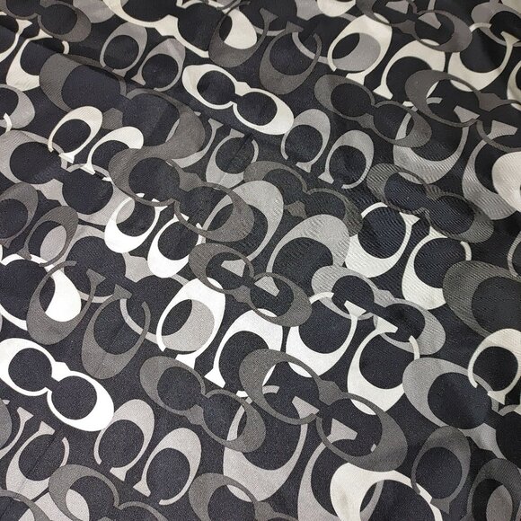 Coach Silk Logo Scarf Monogram Black White Gray Signature Designer Pattern - Picture 9 of 9